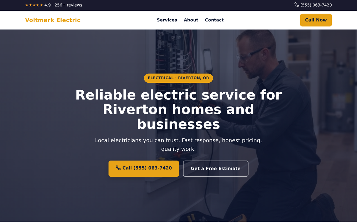 Voltmark Electric — a website we built for an electrical contractor