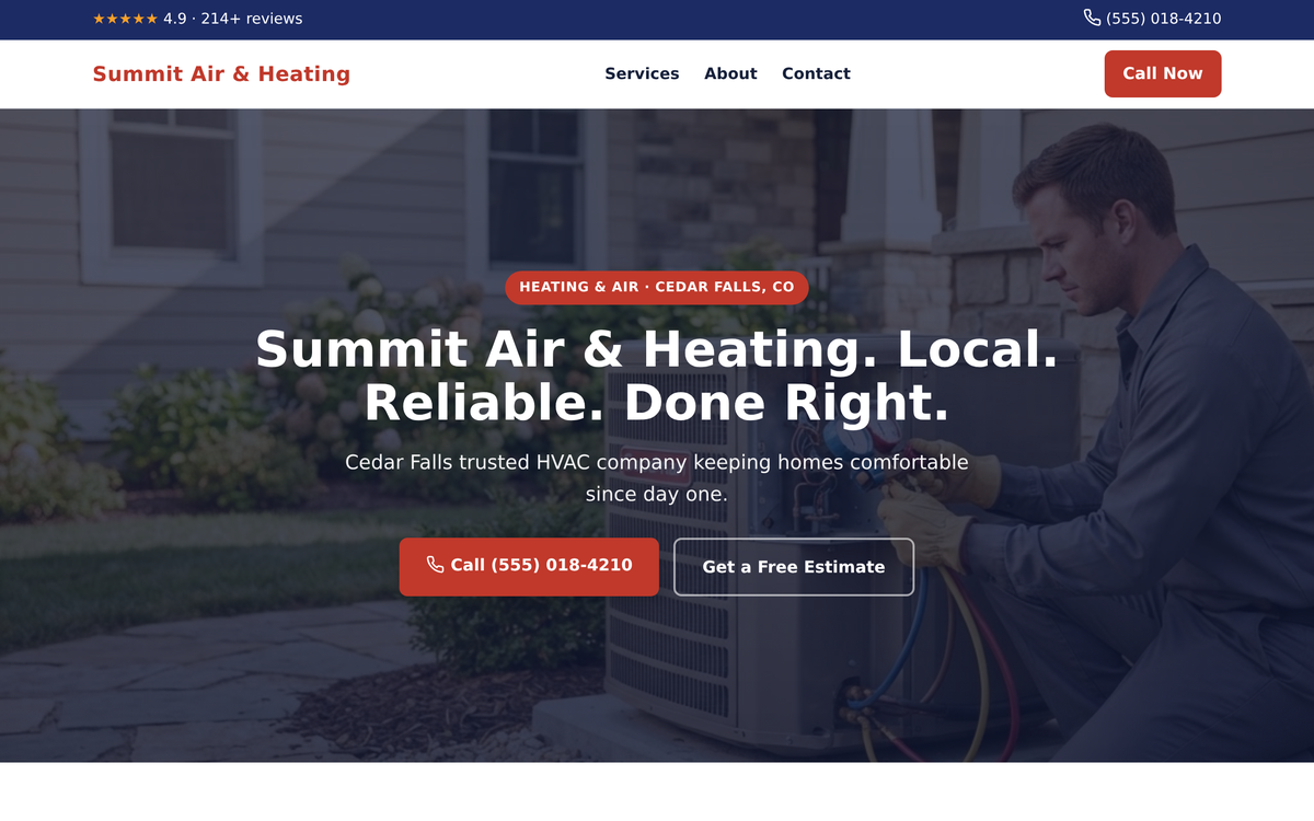 Summit Air & Heating — a website we built for an HVAC company