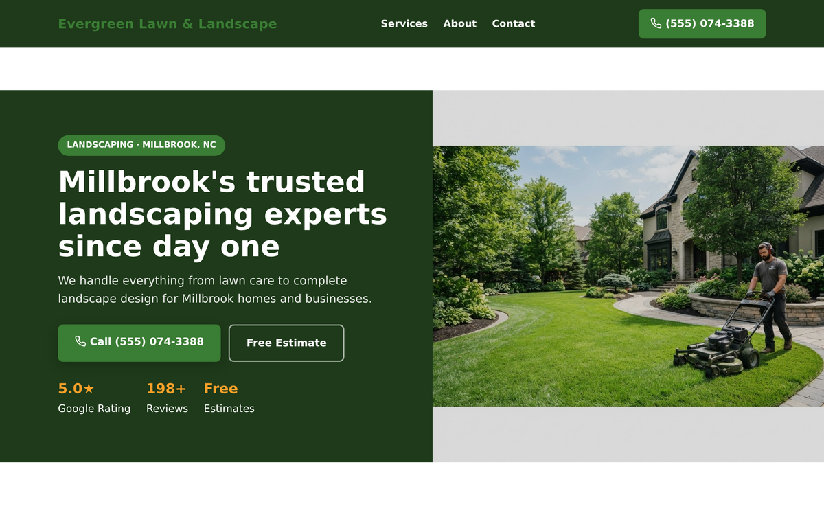 Evergreen Lawn & Landscape — a website we built for a landscaping company